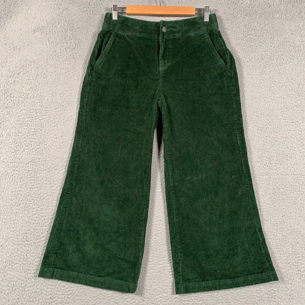 Pact Corduroy Wide Leg Pants Womens Medium Green Organic Cotton Stretch Trousers